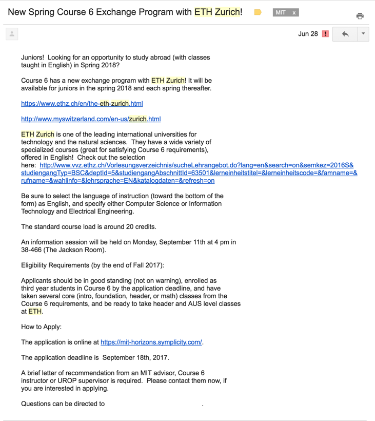 eth rektorat email