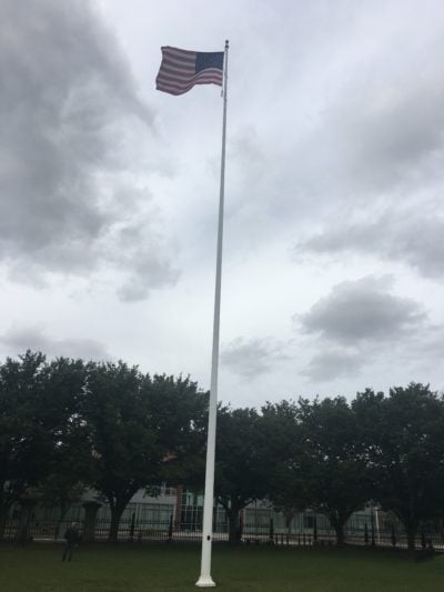 American flag in the middle of the park