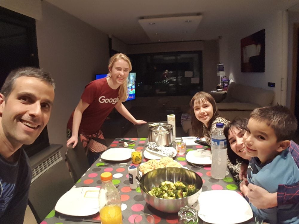 My host family eating dinner