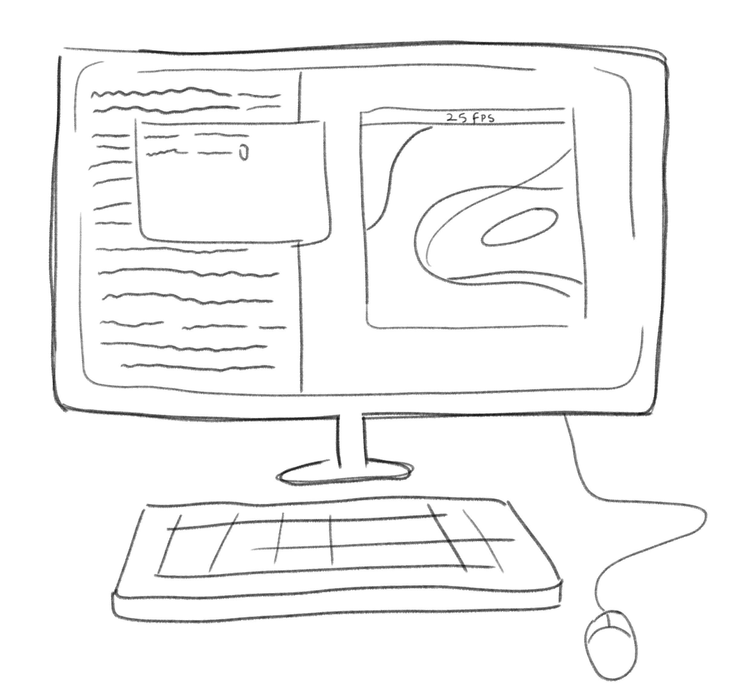 a computer drawing showing what our computer graphics research vaguely looked like