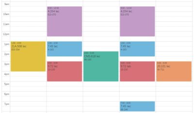 my updated pre-registration schedule with 6 classes