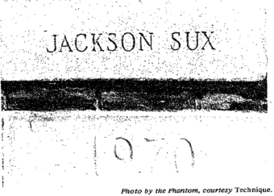 a picture of the "Jackson sux" cornerstone