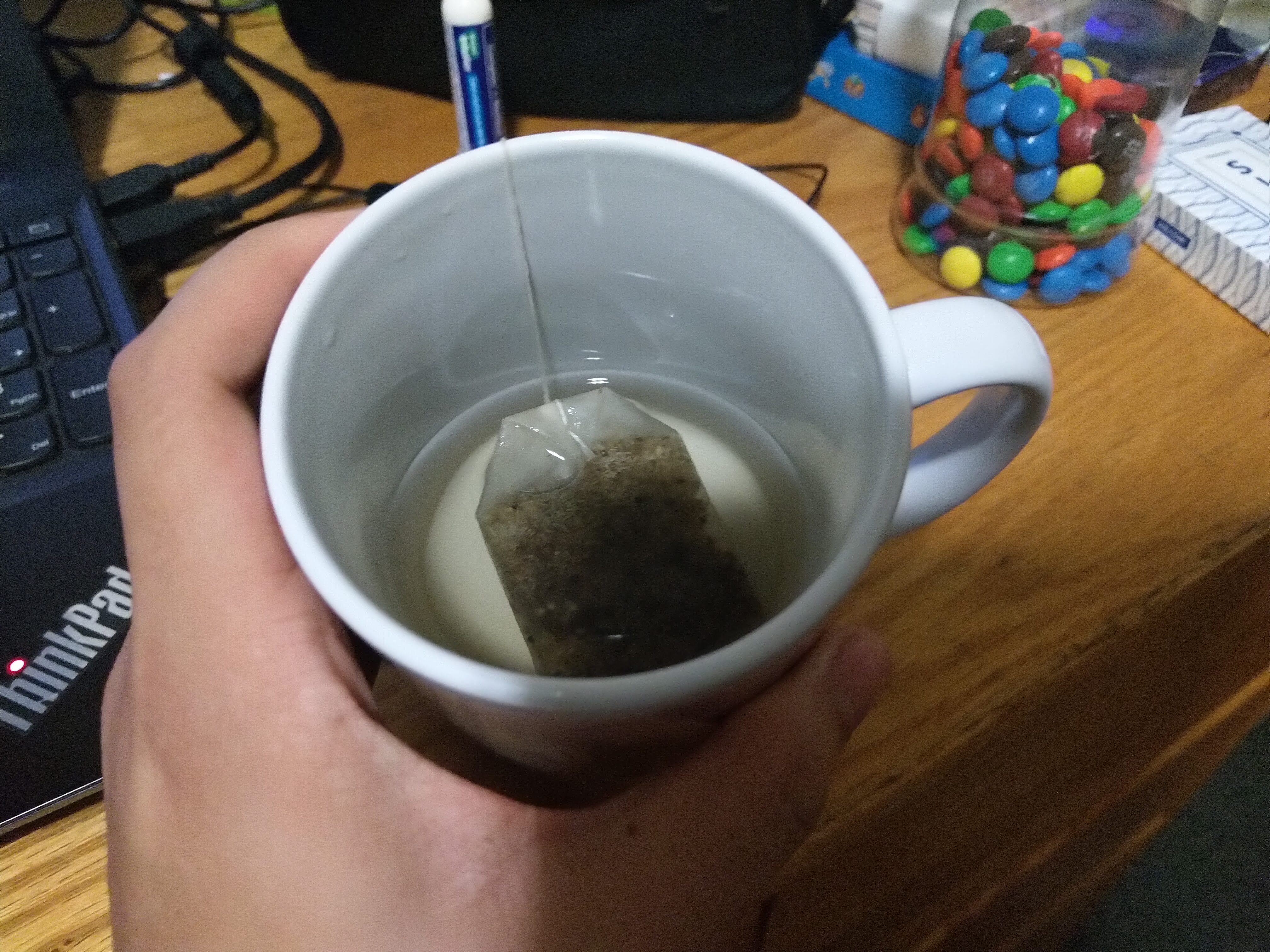 a half-empty cup of tea