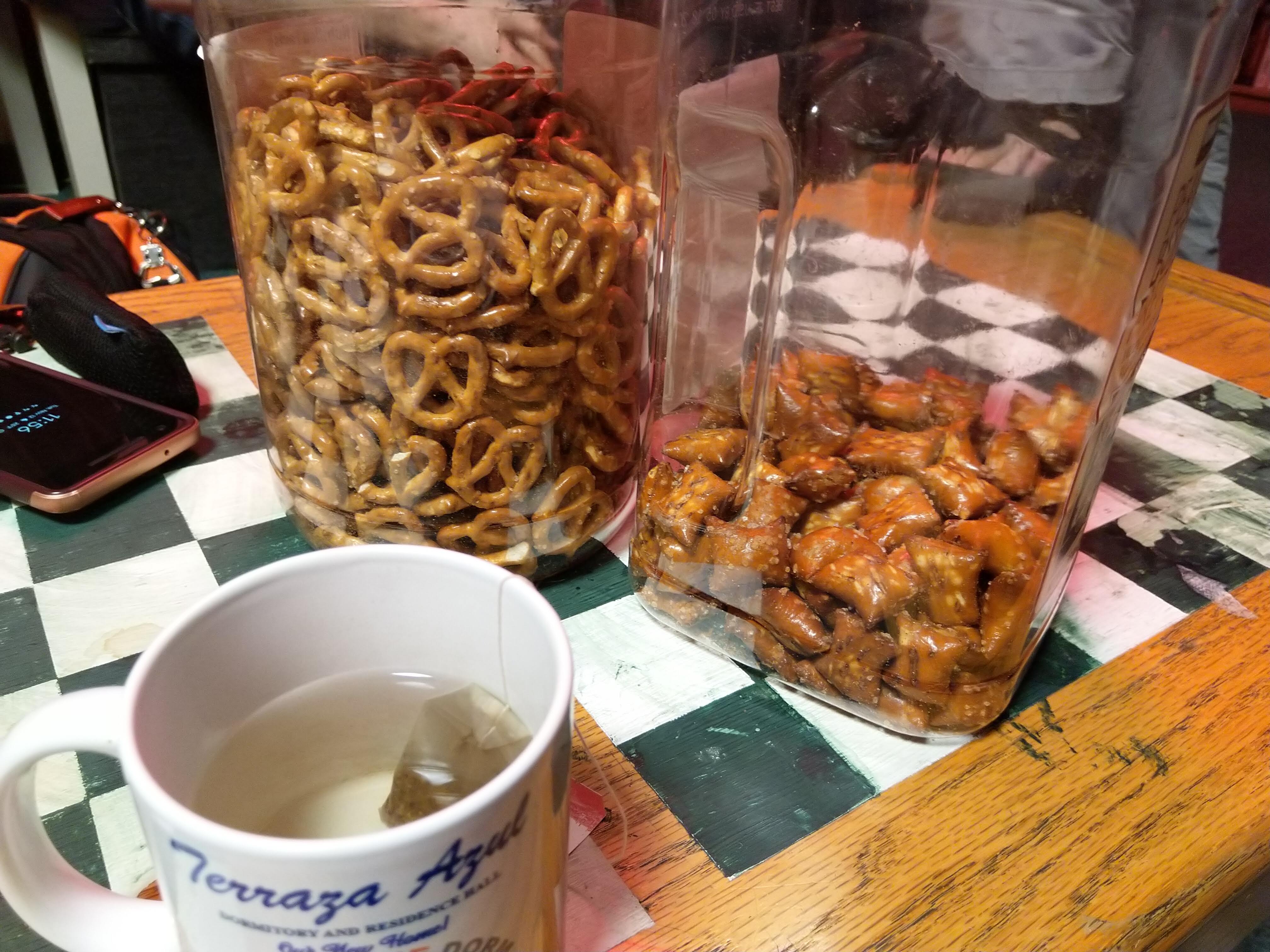 tea and pretzels