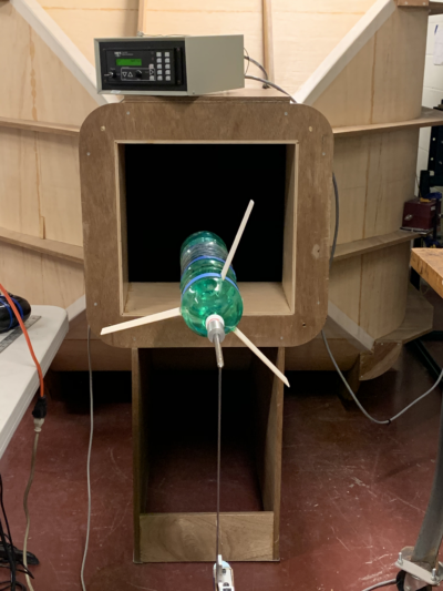 a bottle rocket in a wind tunnel