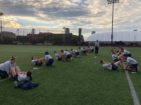 ROTC on field during physical training