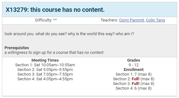 class description for colin's course, this course has no content.