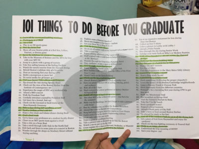 POSTER WITH THE 101 THINGS TO DO BEFORE YOU GRADUATE