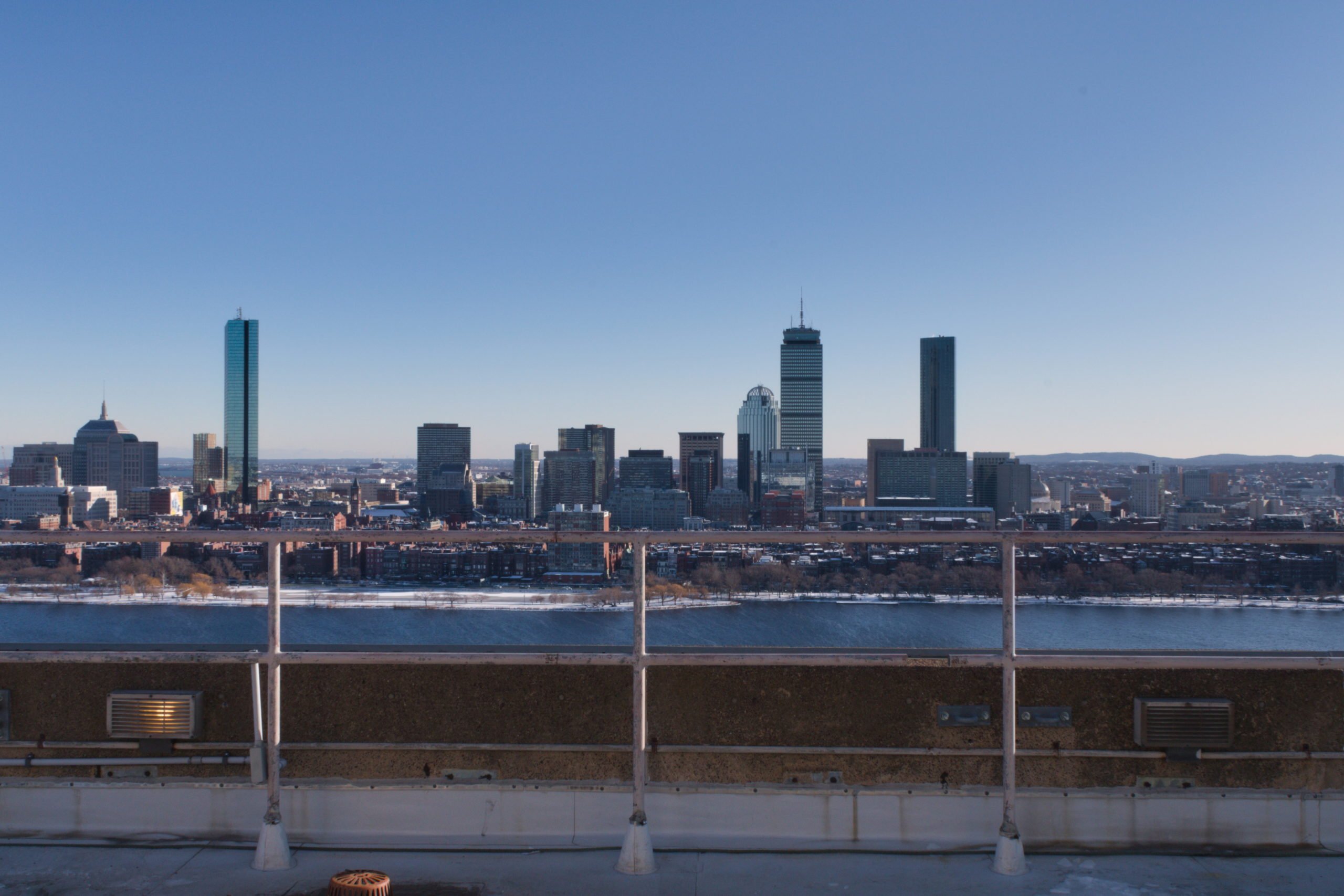 A view from the roof of the Boston skyline across the river.