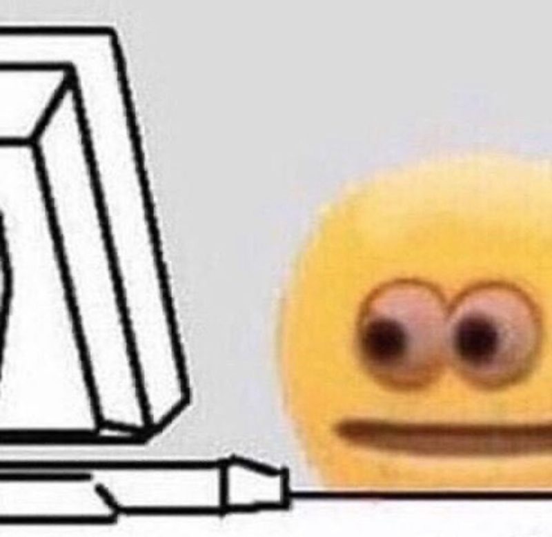 anxious emoji looking at computer