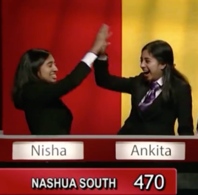 me and nisha high fiving