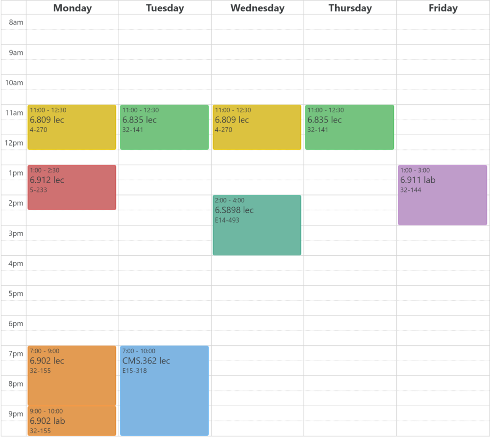 nisha's spring schedule
