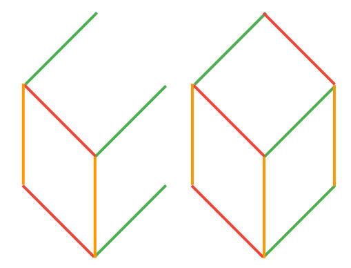 two diagrams showing the next step im describing, ending with a hexagon