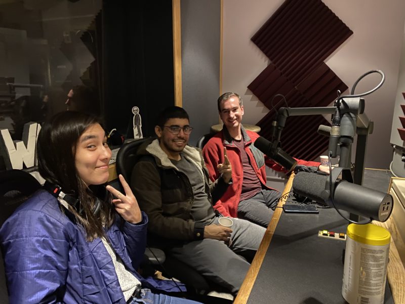 three co-hosts at the radio station