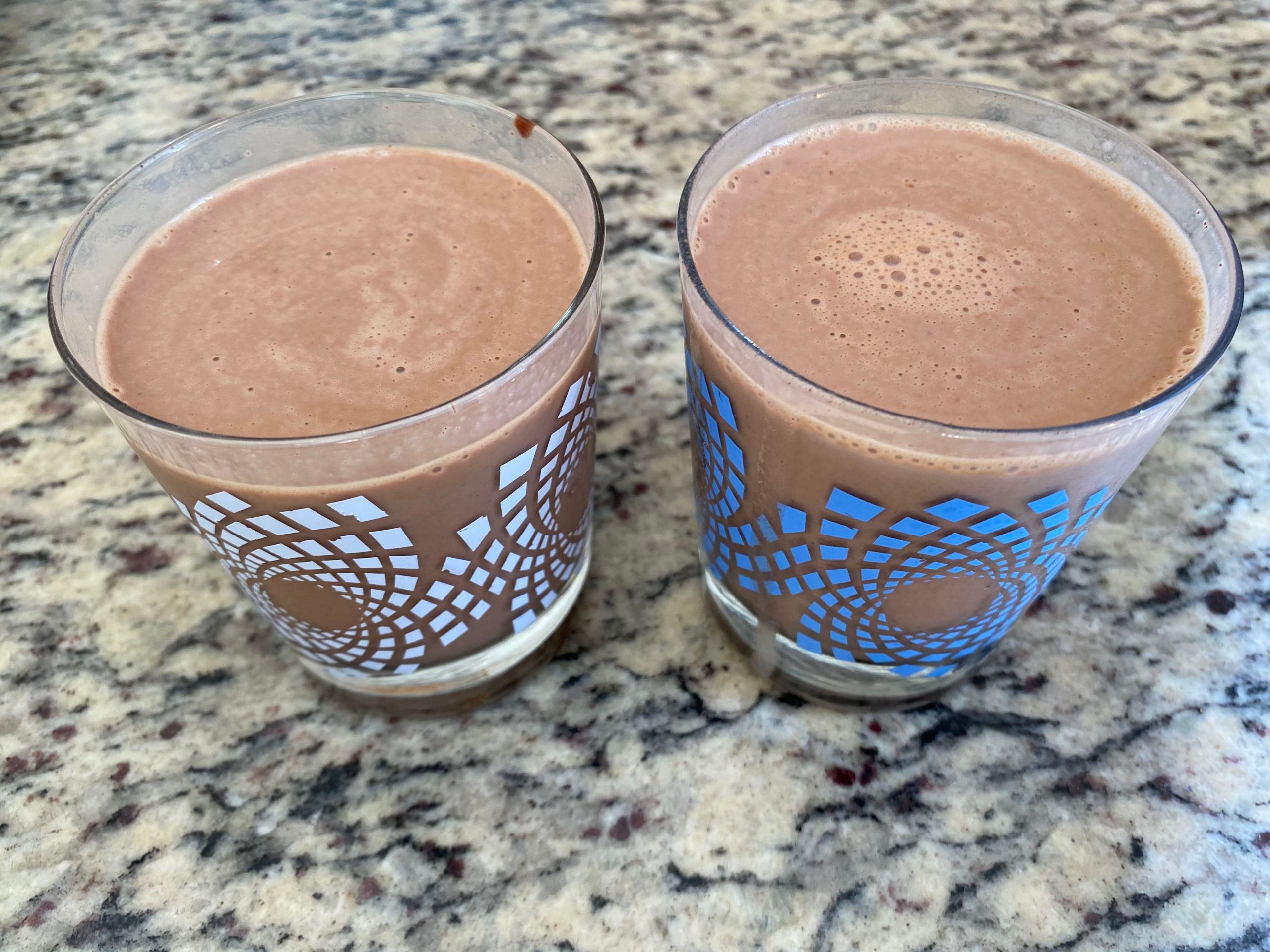 two glasses of chocolate milk
