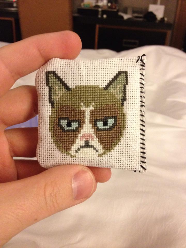 Catnip Cross Stitch Pillow