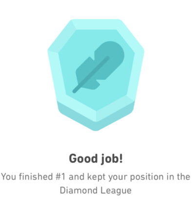 First in the Diamond League of Duolingo!