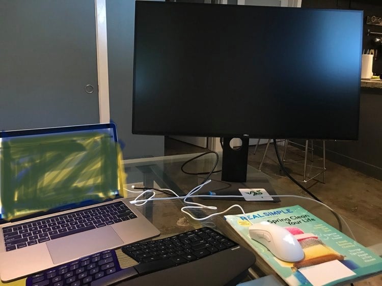 nisha's work laptop and monitor setup