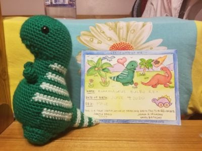 knitted dino