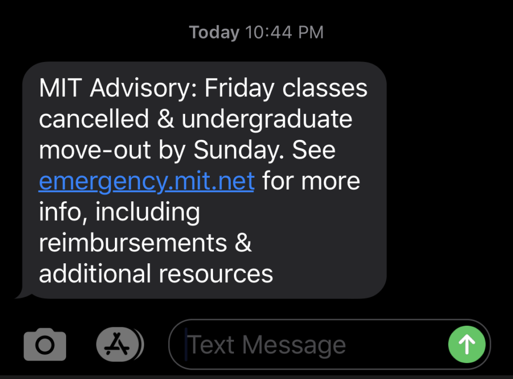 MIT alert text