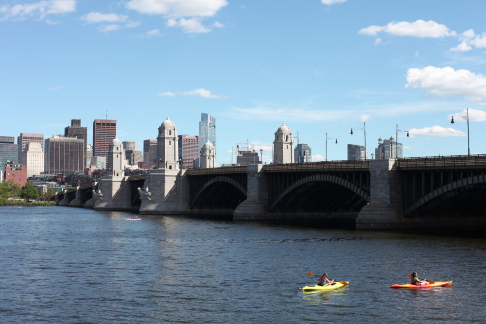 a photo of the Longfellow Bridge, from afar