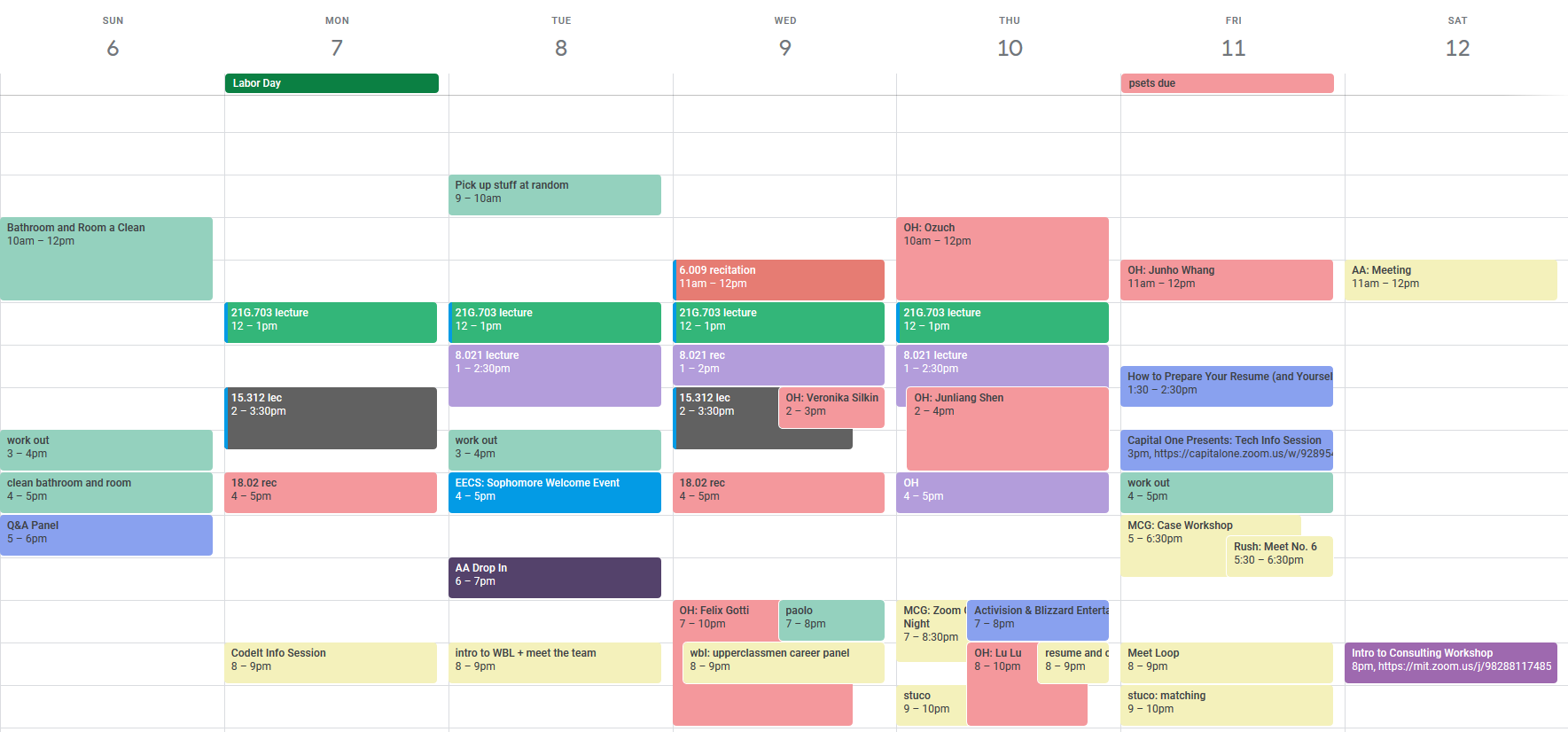 image of my google calendar