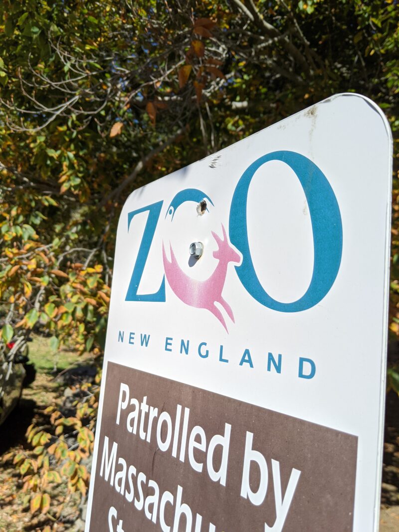 New England Zoo parking lot sign