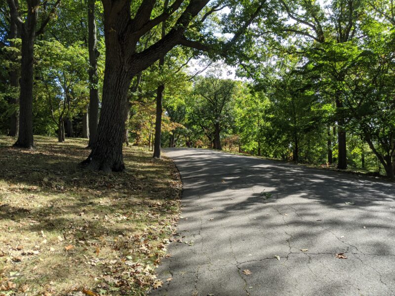 paved path in park up-hill