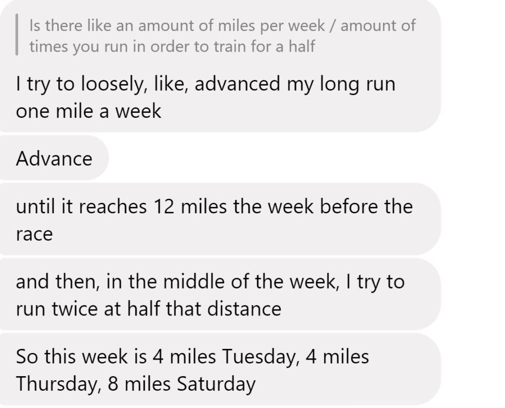 petey's description of his running routine