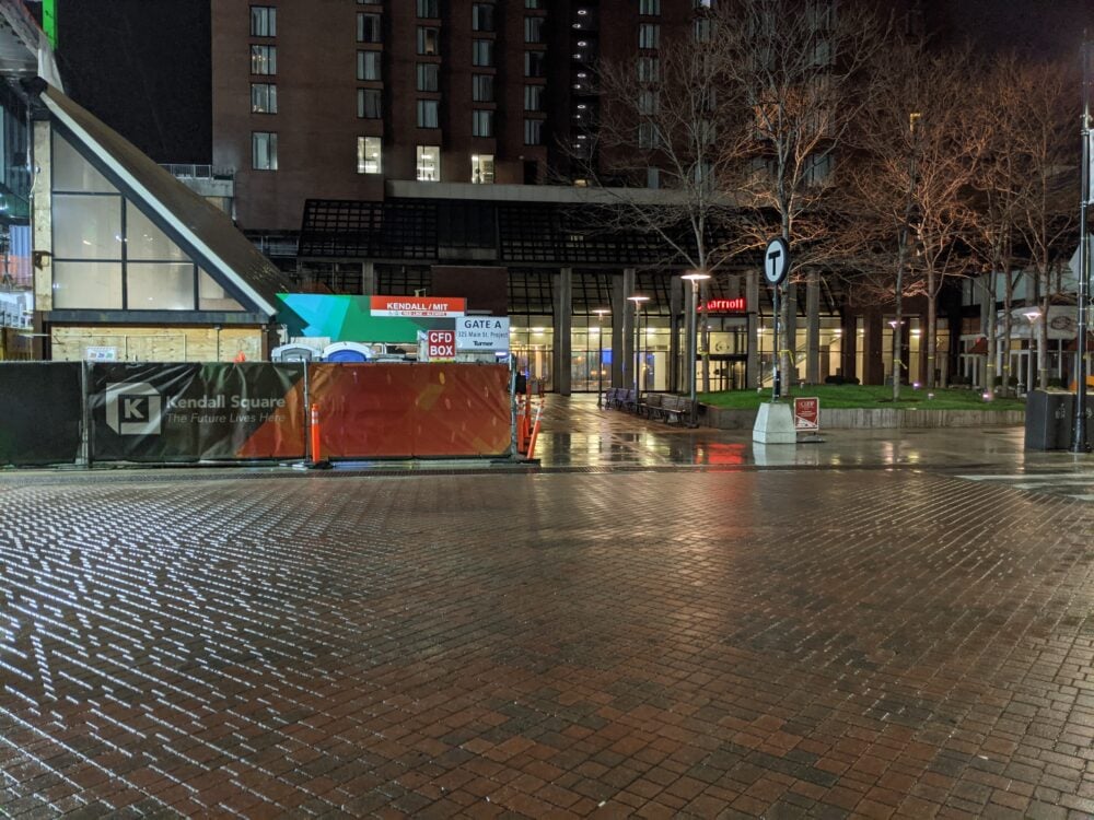 Kendall/MIT station at night