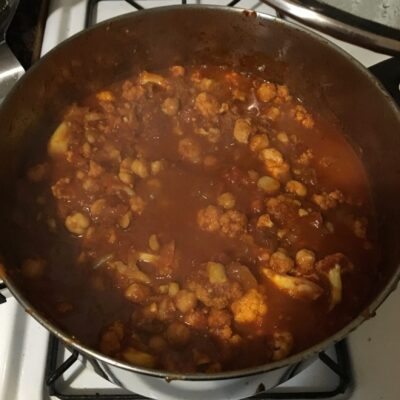 Chickpea and cauliflower masala.