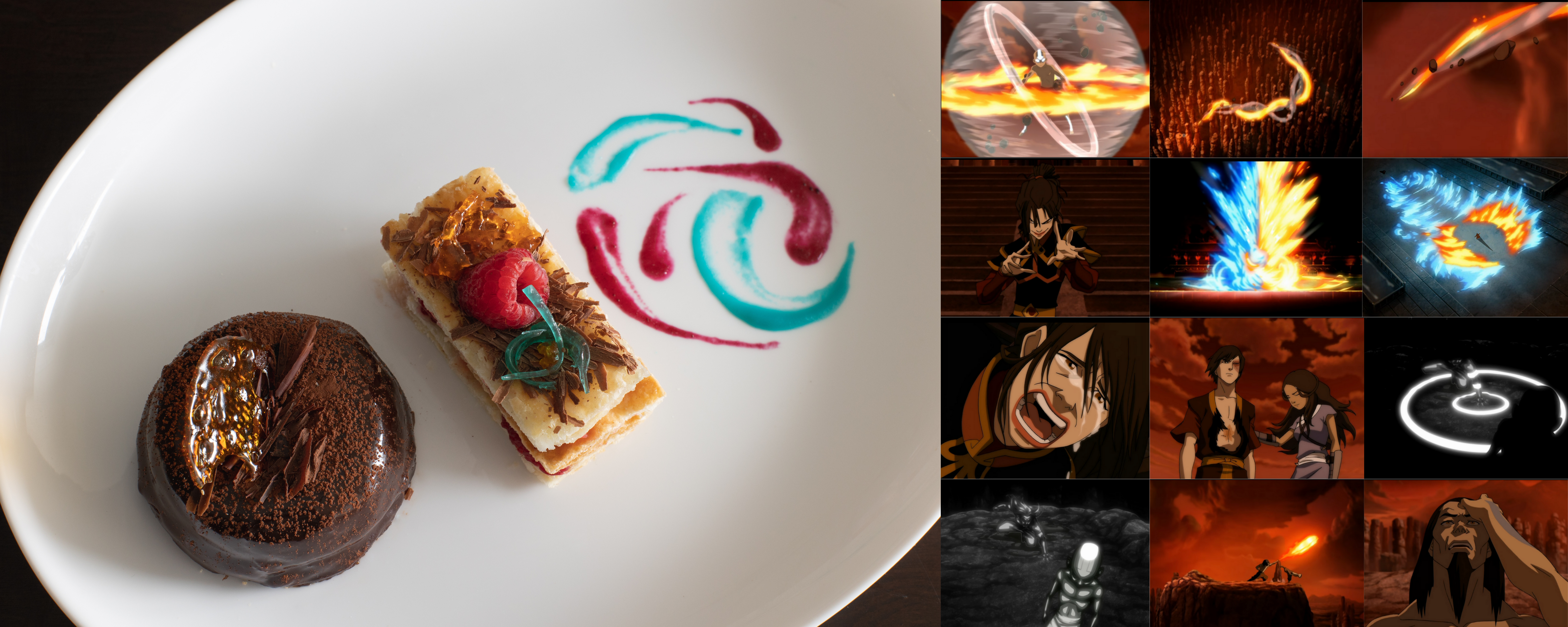 a picture of one of my desserts and scenes from sozins comet