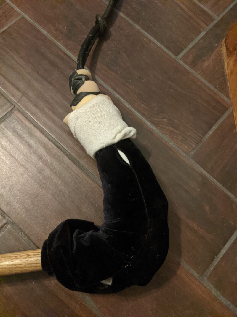 trapeze with foam and velvet falling off the rope