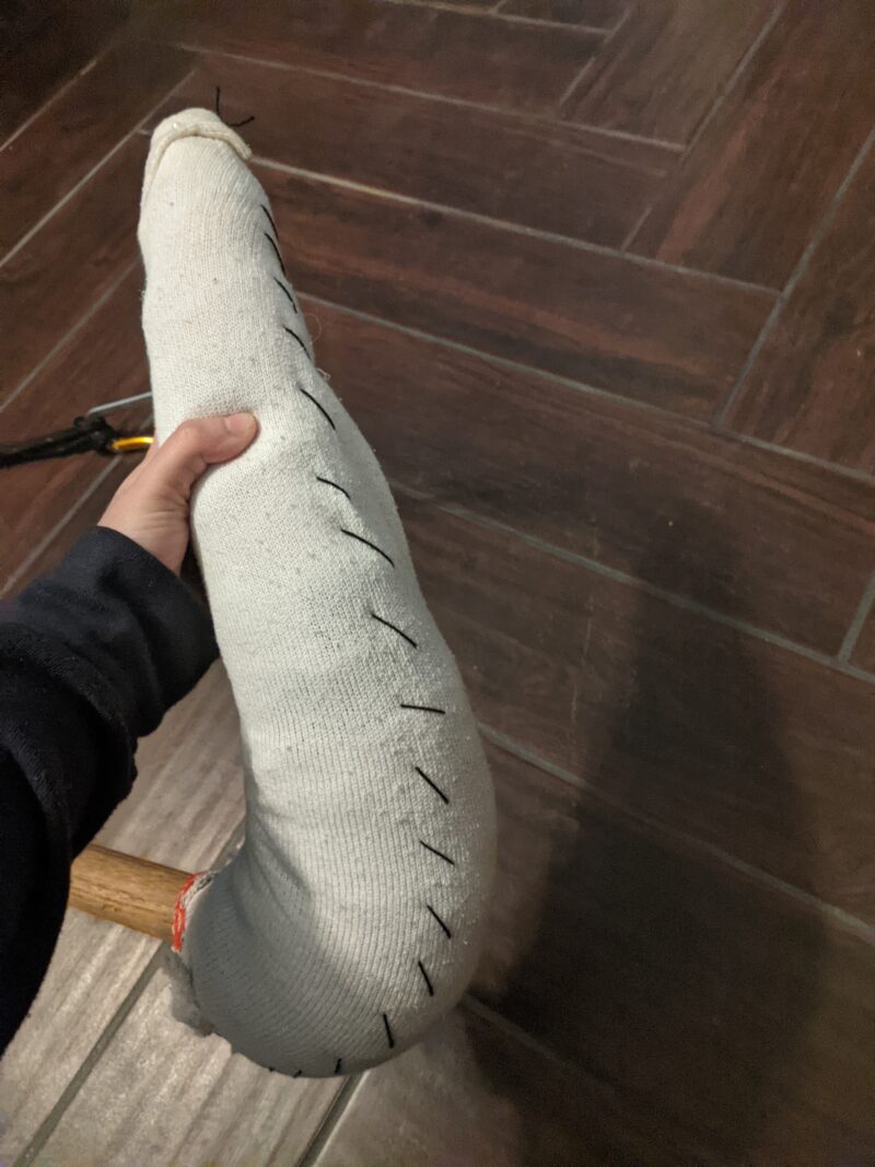 close-up of threat on the sock cover