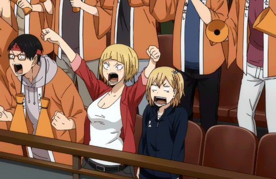 two women cheering