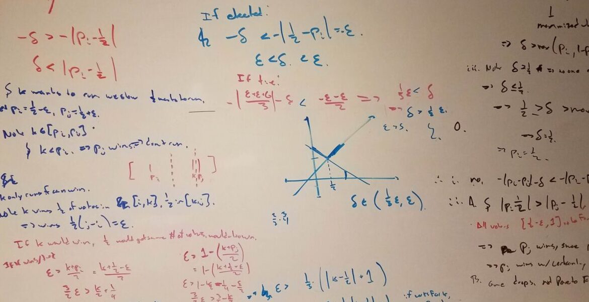 many equations on whiteboard