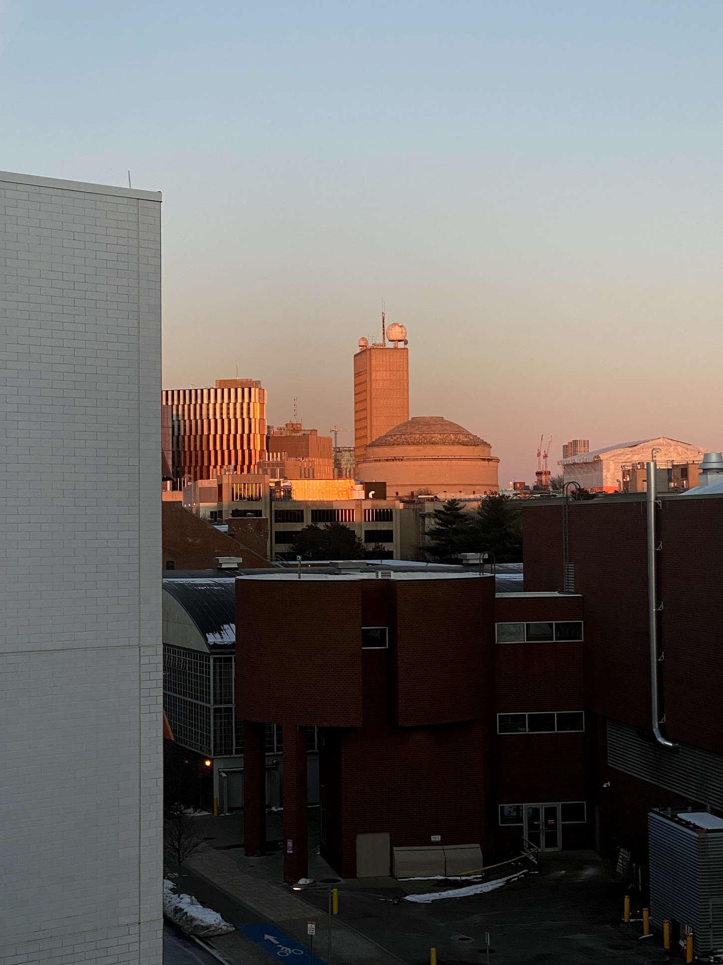 view of the MIT dome at sunset
