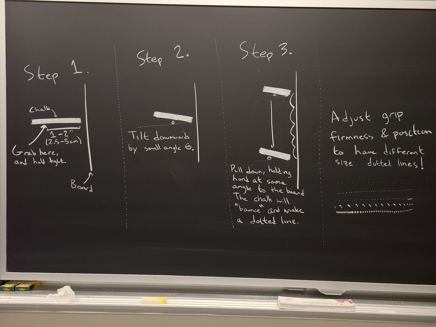 how to draw dotted lines on chalkboards, mit style MIT Admissions