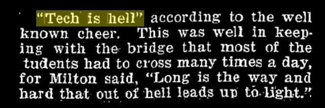 article excerpt. "tech is hell" according to the well-known cheer.