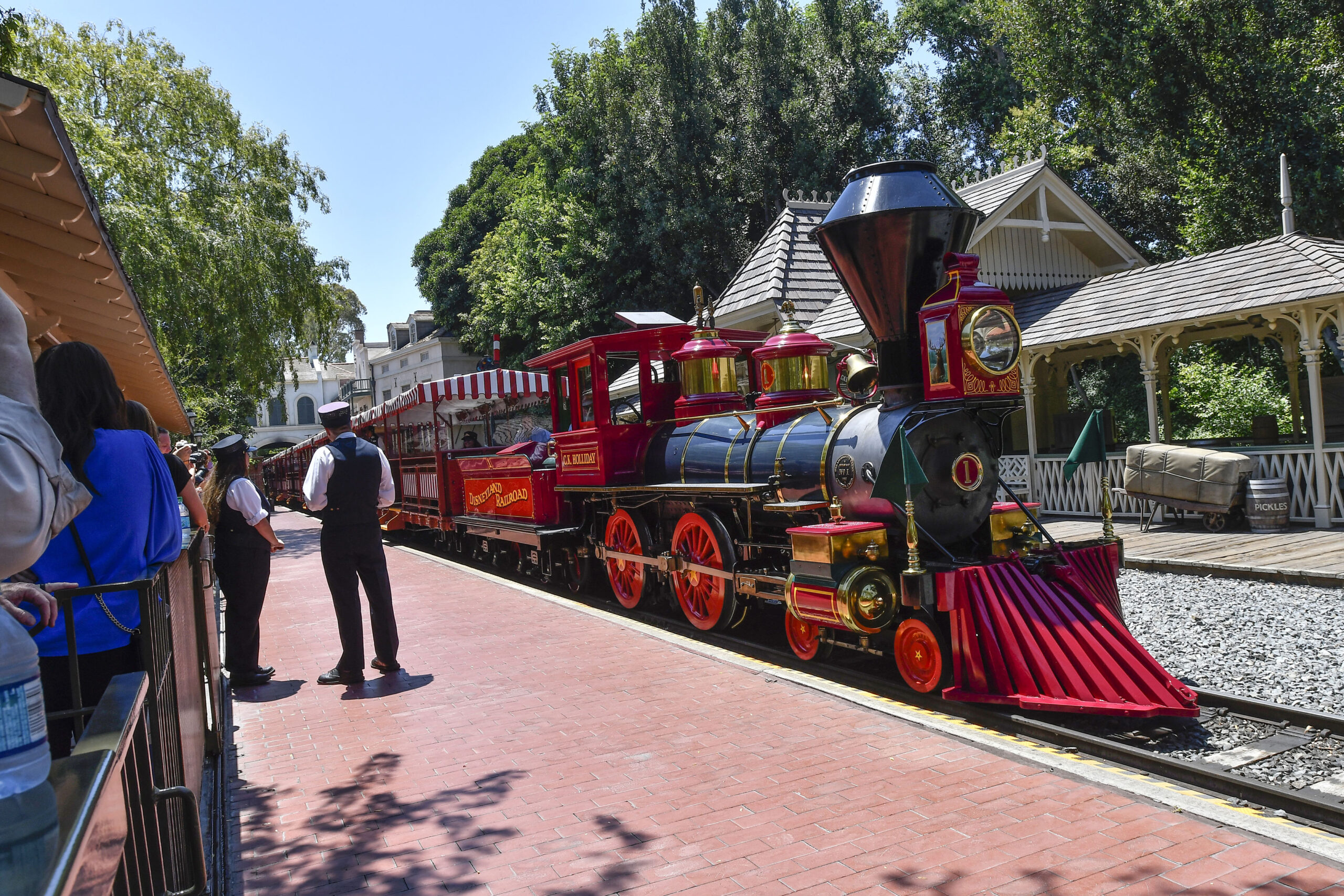 Disneyland railroad engine #1, C.K. Holliday, pulls in to the New Orleans Station at Disneyland in Anaheim, California, on Friday, July 28, 2017. (Photo by Jeff Gritchen, Orange County Register/SCNG)