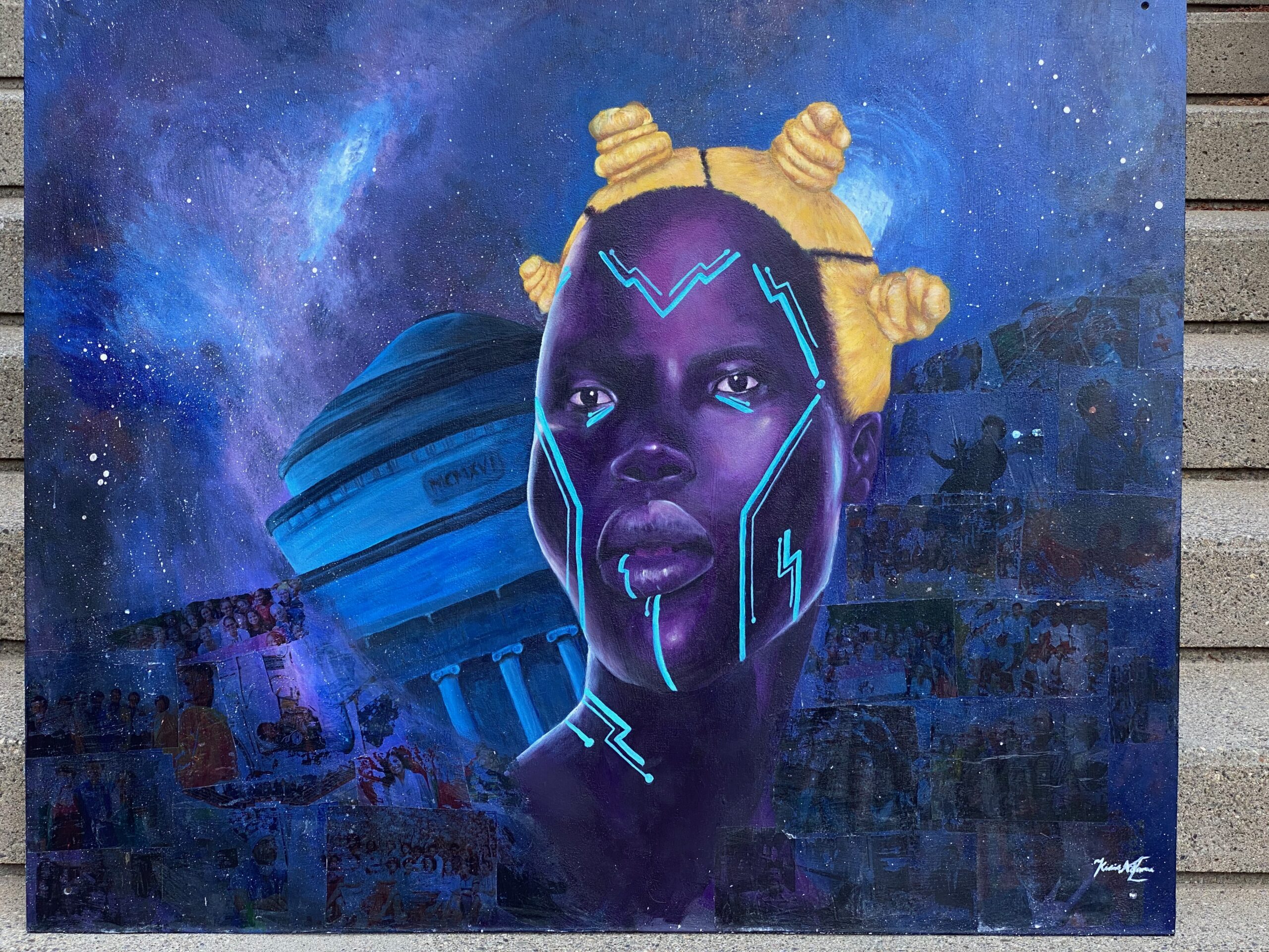 a picture of a mural of a Black woman