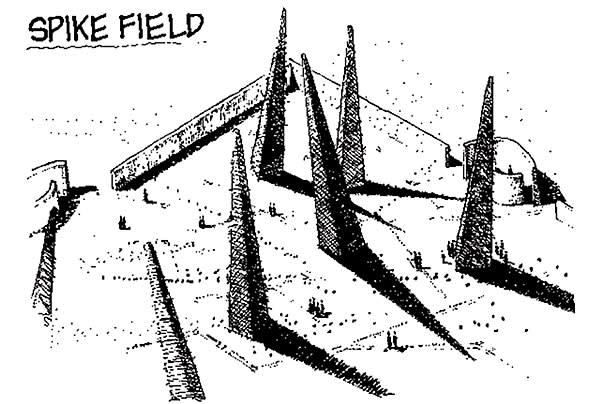 illustrations of spike fields, which communicated danger to future visitors
