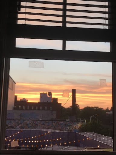 sunset view outside an apartment window