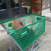 green shopping cart with 