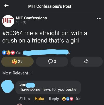 a mit confessions post about a straight girl with a crush on a girl
