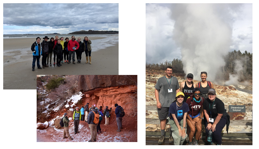 series of photos with eaps students in it. one on beach, one at grand canyon, one at yellowstone.