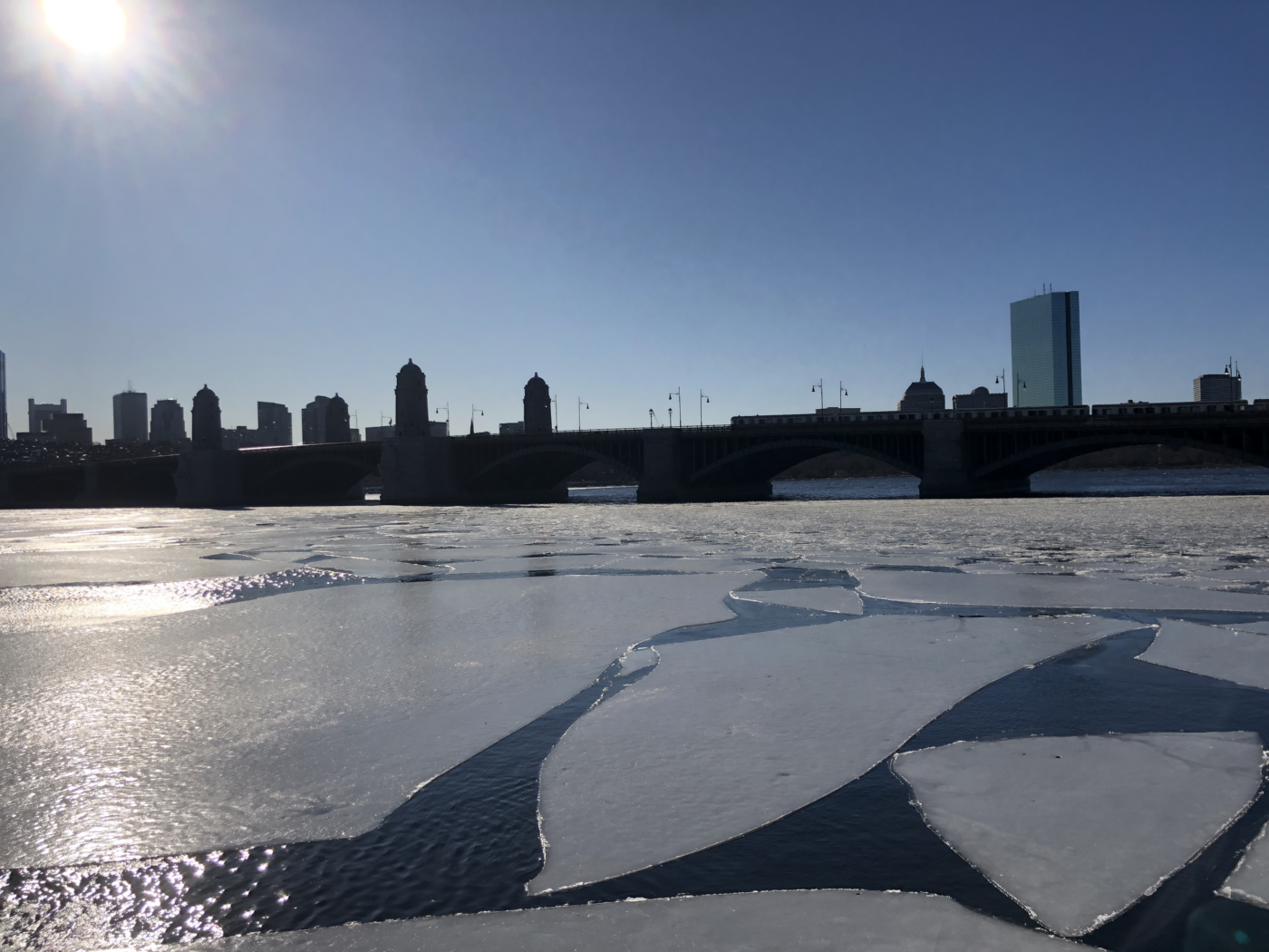 ice chunks in the Charles River