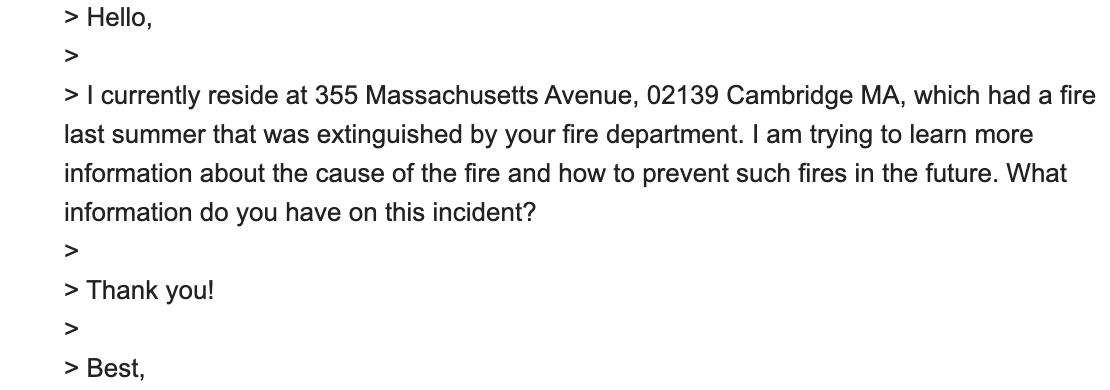 email i sent to cambridge fire station