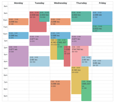 firehose schedule with the aforementioned classes