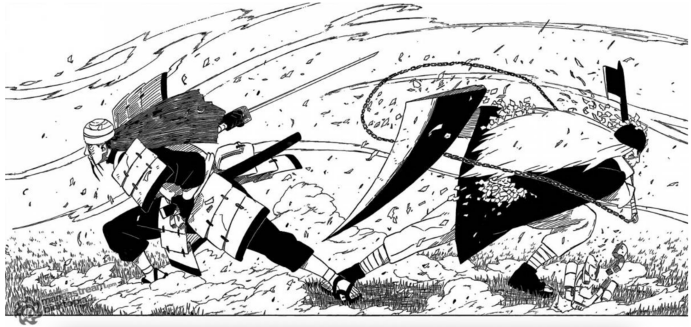naruto swordsmen charging at each other